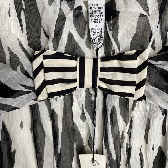 NWT DIANE von FURSTENBERG mini zebra y2k cocktail designer 100% silk dress bow 8 - Picture 4 of 15